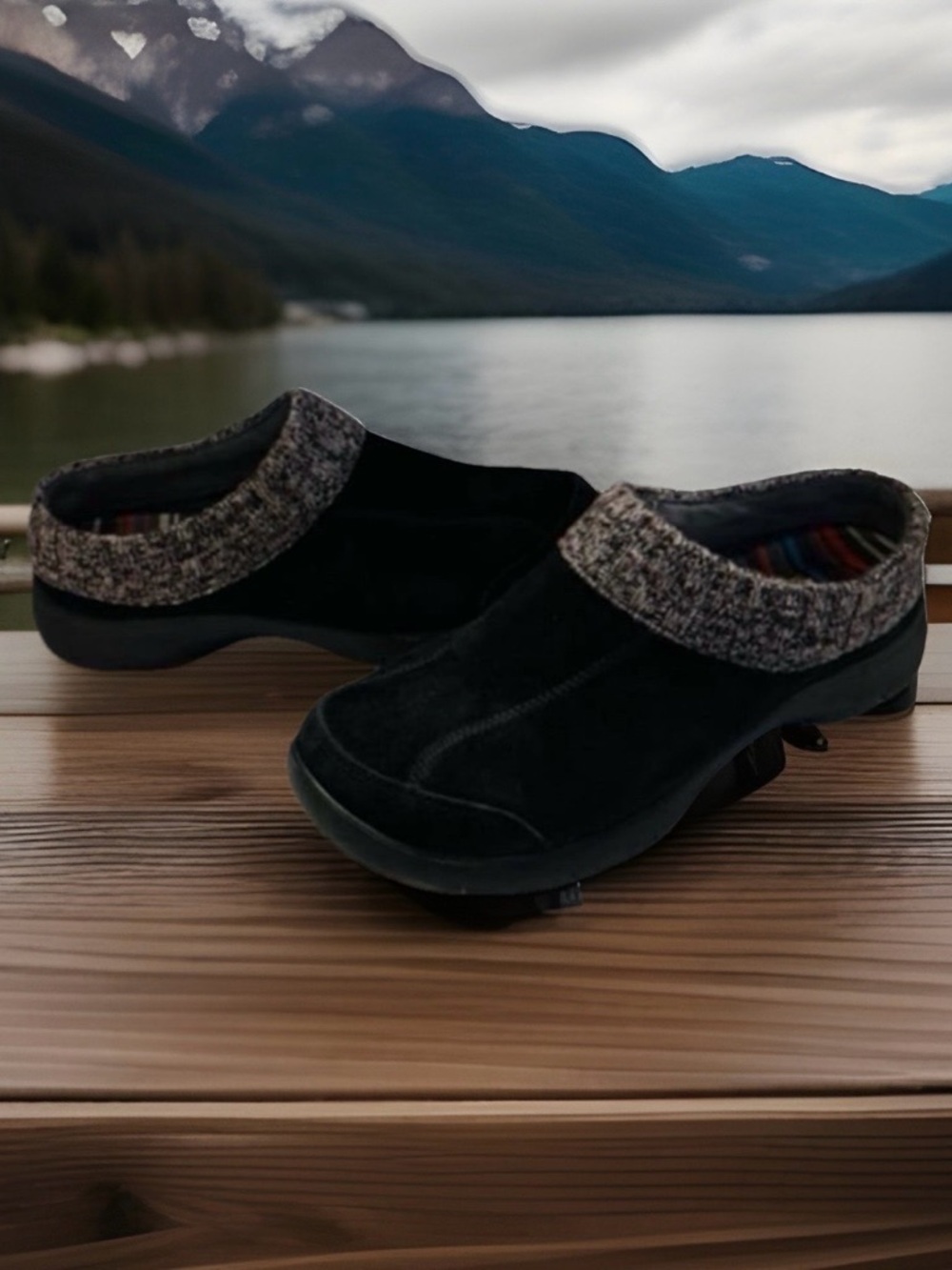 Dansko Black Slip-On Clog with Knit Collar ladies size 11 1/2 shoes